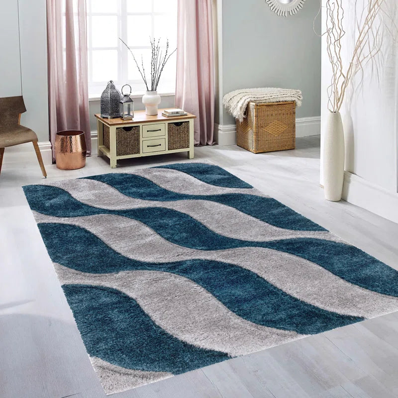 Adreena Geometric Machine Tufted Shag 60Cm X 110Cm Indoor / Outdoor Area Rug