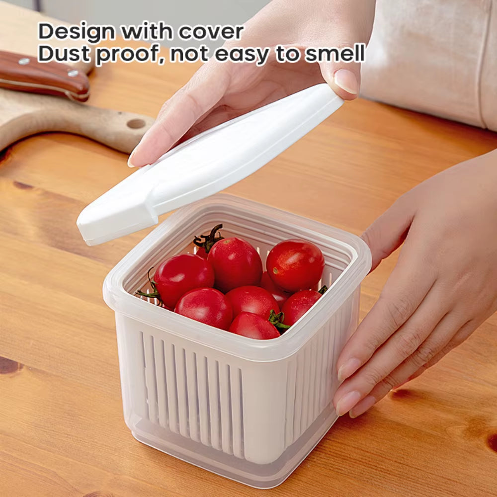 1Pc Kitchen Gadget Plastic Storage Box Fresh-Keeping Box Refrigerator Fruit Vegetable Drain Crisper Kitchen Storage Containers