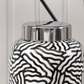 Brownsburg Ginger Jar for Living Room Furniture, Modern Home Decor Abstract Piece in Black and White