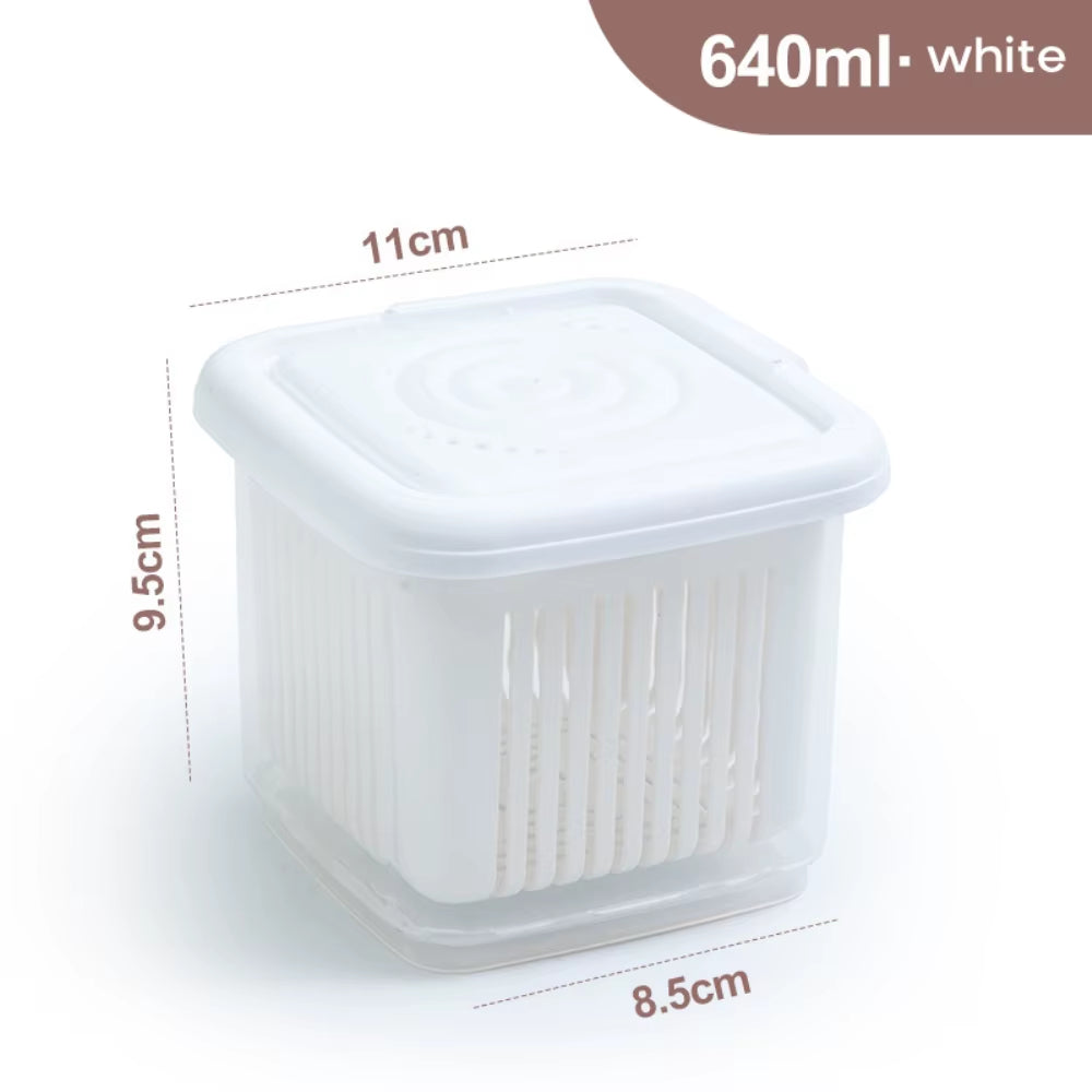 1Pc Kitchen Gadget Plastic Storage Box Fresh-Keeping Box Refrigerator Fruit Vegetable Drain Crisper Kitchen Storage Containers