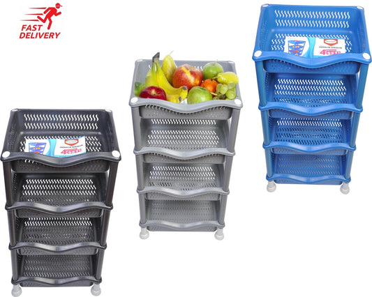 4 Tier Fruit Vegetable Rack Kitchen Pantry Storage Rack Kitchen Utility Garage